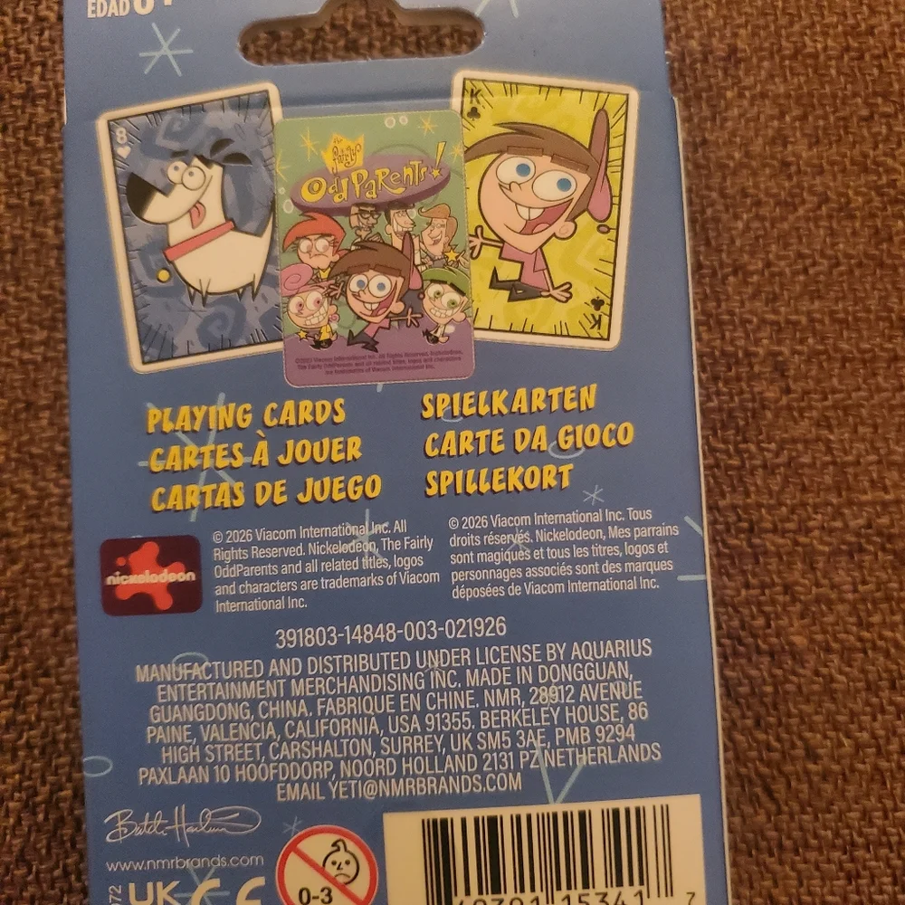 Aquarius Fairy Odd Parents Playing Cards- NIB